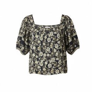 Roan + Ryan Evereve Soren‎ Square Neck Puff Sleeve Floral Blouse